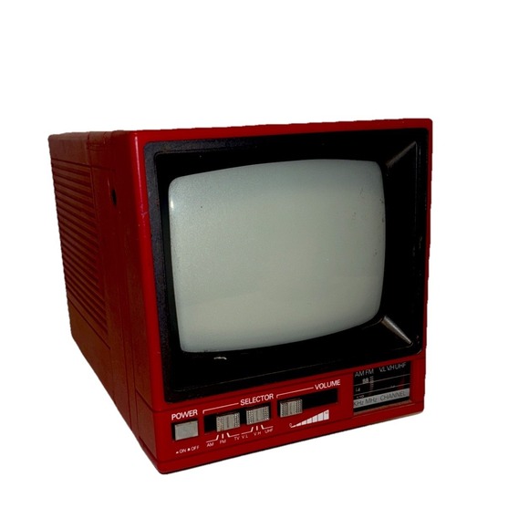 Electronics of North America Other - Vintage 1987 Electronics of North America Red Portable TV AM FM Radio CRT Retro